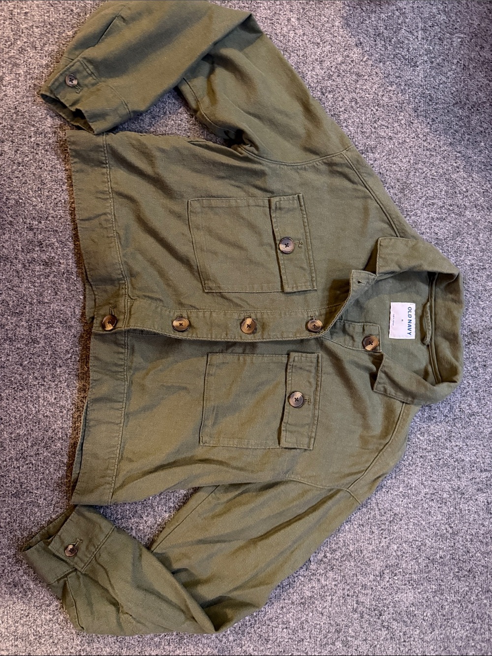 Old Navy Khaki Army Military Green Cropped Lightweight Jacket Size Medium